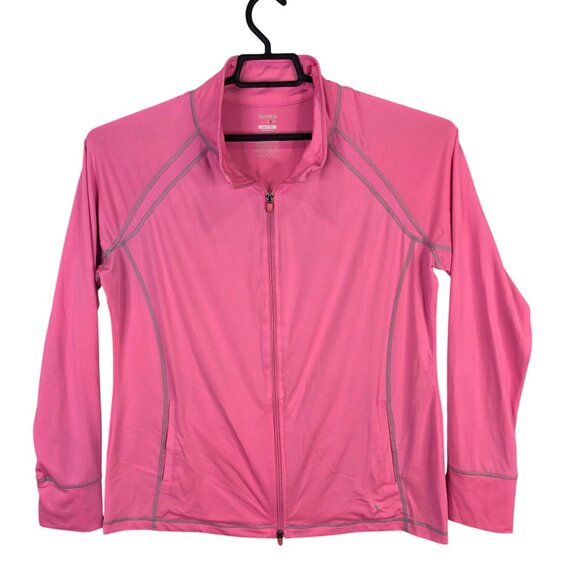 Danskin Jackets & Blazers - Womens Danskin Now Pink Semi Fitted Full Zip Track Jacket Polyester Stretch XXL